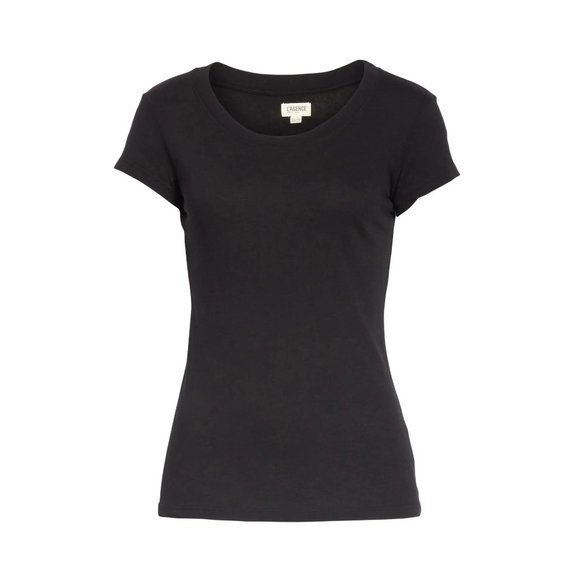L'AGENCE Cory Round Neck Tee in Black - Size Small - Picture 3 of 6